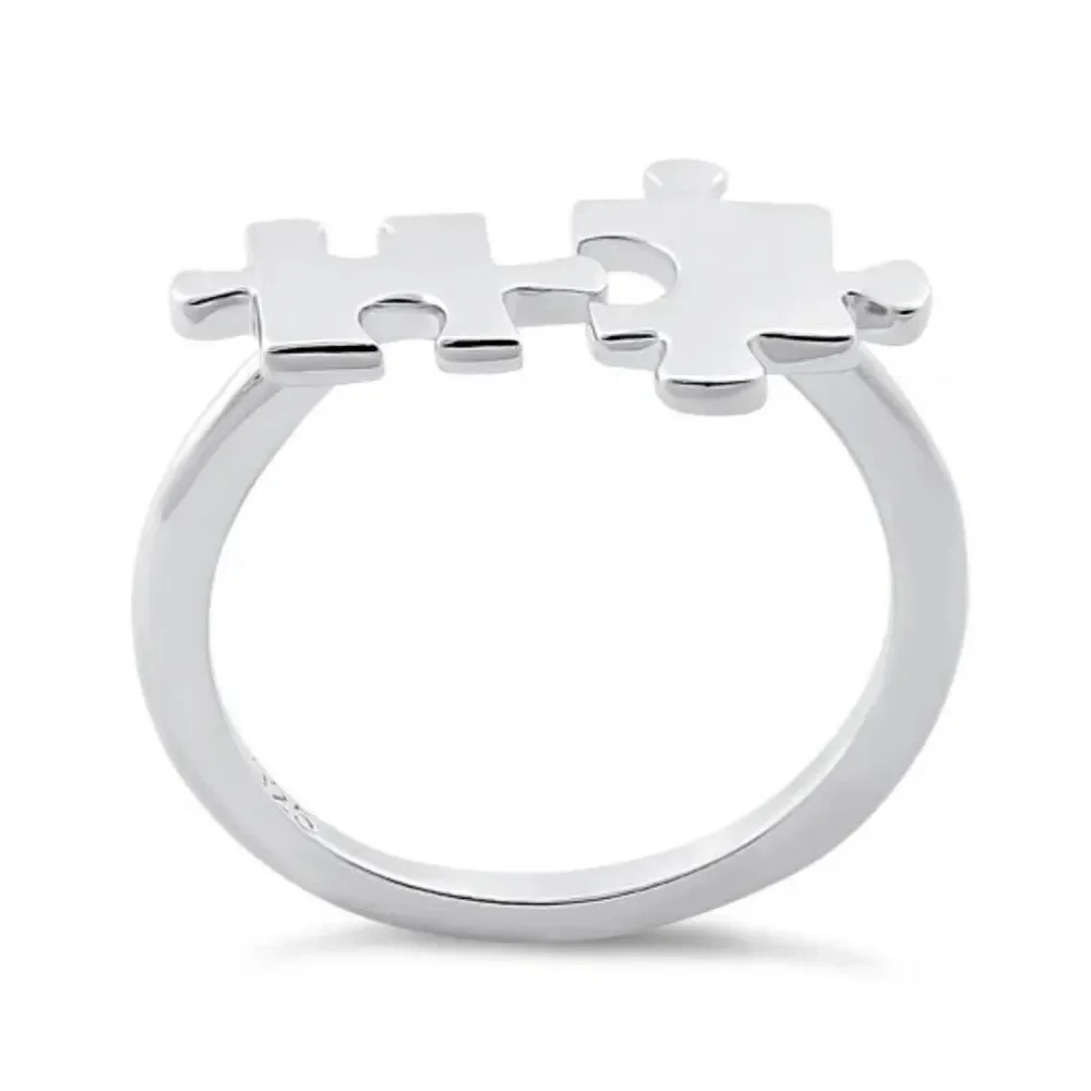 Sterling Silver Jigsaw Pieces Ring New
